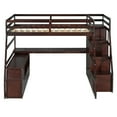 thumbnail image 4 of Full Loft Bed with L-Shaped Desk, Wood Full Size Bed Frame with 7 Drawers and 2 Storage Shelves, Safety Guard & Ladder, No Box Spring Needed, Espresso, 4 of 9