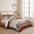 thumbnail image 5 of Quilts King Size Bedding Set, Christmas Red Poinsettia Lightweight Quilted Comforter, Winter Xmas Floral Leaves Rustic Soft Reversible Bedspread Coverlet with Pillow Covers for All Season, 96" x 106", 5 of 9