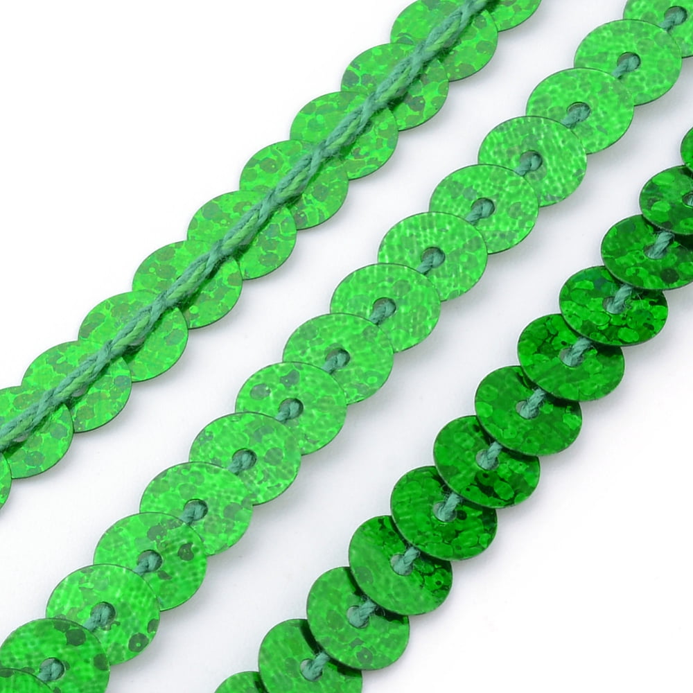 25rolls Eco-Friendly Plastic Paillette Beads Sequins Beads Ornament Accessories Flat Round Green 6mm 5m/roll