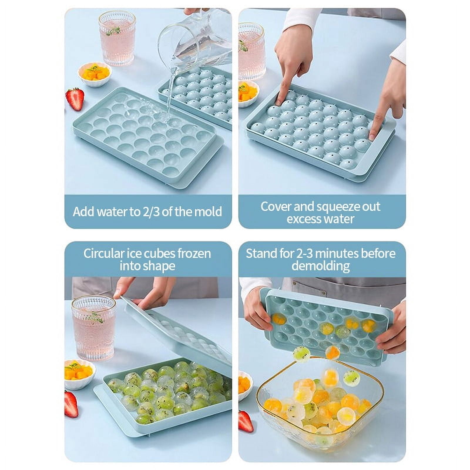 33Grids Ice Cube Tray Round Square Ice Cube Maker Plastic Whiskey Sphere Mold DIY Ice Ball Mould for Freezer Home Kitchen Tools
