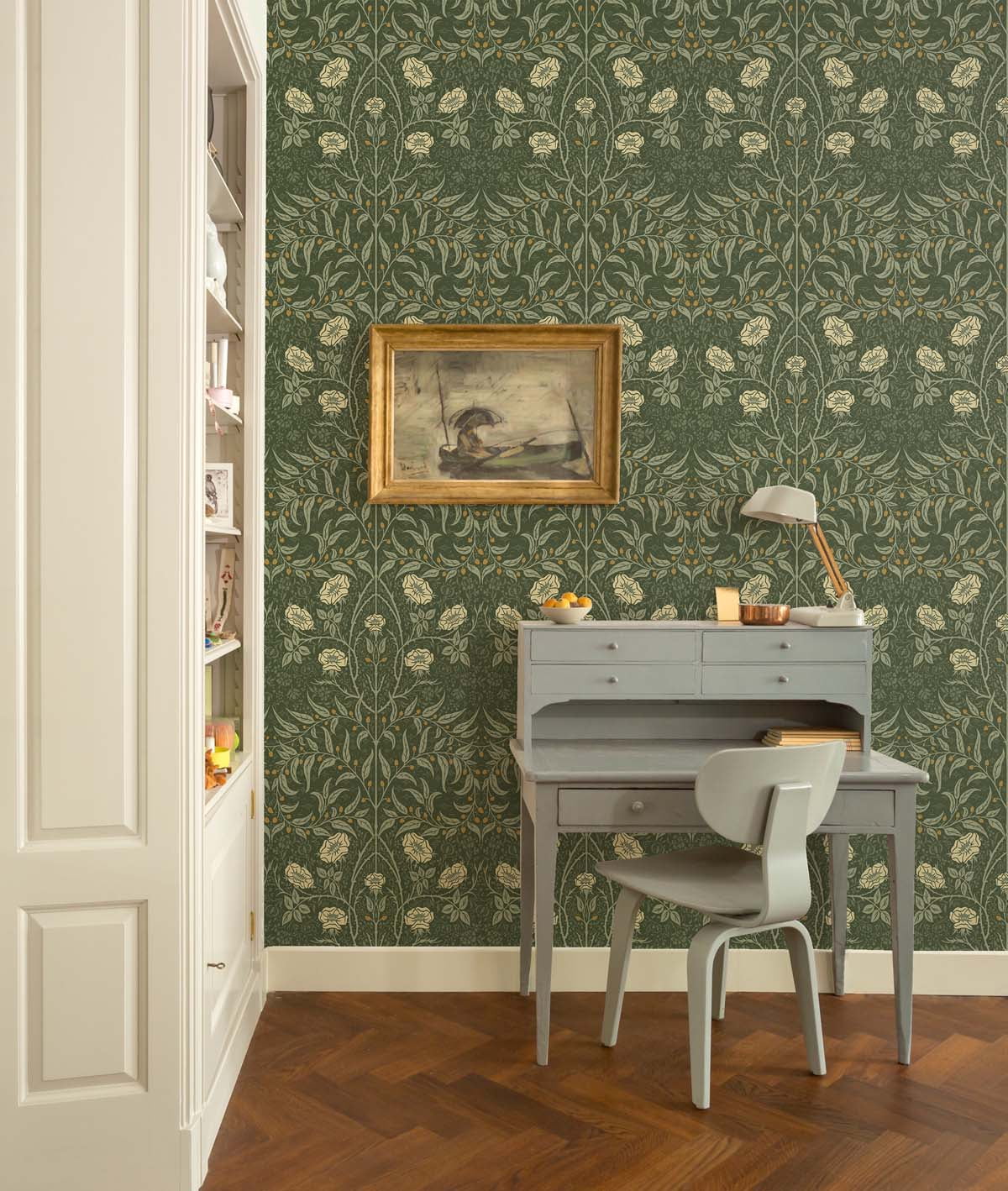 NextWall Evergreen Stenciled Floral Peel and Stick Wallpaper