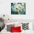 thumbnail image 4 of COMIO  White Flowers Botanical Canvas Wall Art Teal Green Plants Painting Bloosom Florals Picture Abstract Artwork Framed for Bathroom Bedroom Living Room Kitchen Office Home Decor, 4 of 4