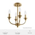thumbnail image 5 of Hunter - Southcrest 4-light Luxe Gold, Medium Size Flush Mount Light, Dimmable, Traditional Style, Candle Shaped, for Bedrooms, Dining, Living Rooms - 48068, 5 of 5