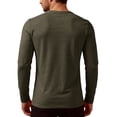 thumbnail image 4 of Men's Slim Fit Henley Shirts With Long Sleeves And Button Placket, Casual Basic Tees Featuring Solid Color Design Army Green L, 4 of 5