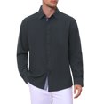 thumbnail image 5 of Men's Formal Shirts Plaid Collar Long Sleeve Button Down Dress Shirt M Navy Blue, 5 of 6
