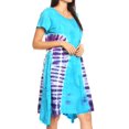 thumbnail image 3 of Sakkas Sirena Women's Short Sleeve Loose Plain Midi Casual Scoop Neck Flared Dress - Turq - One Size, 3 of 5