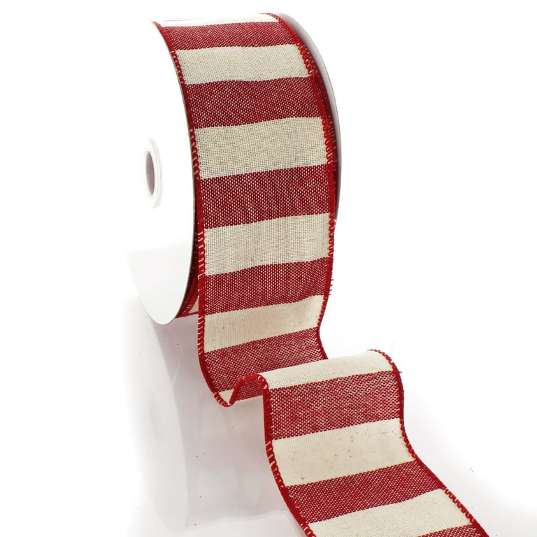 Satin Red and White Wired Baseball Ribbon 1 1/2″ wide – Mum Supplies.com