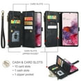 thumbnail image 3 of CaseMe Case for Samsung Galaxy S20 Wallet Case for Women Men, Fashion Durable PU Leather Magnetic Flip Lanyard Strap Wristlet Zipper Card Holder Wallet Phone Case for Samsung Galaxy S20 6.2-inch, 3 of 11