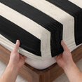thumbnail image 3 of Twin Sze Fitted Sheet Set - Black Striped 2 Piece Bedding Sets 16" Deep Pocket Fitted Sheet with 1 Pillowcase, Farmhouse Country Minimalist Cream Stripes Brushed Microfiber Hotel Luxury Bed Sheets, 3 of 9