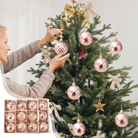 Shatterproof Christmas Ball Ornaments Set, Hanging Tree Decorations for Holiday Party, Festive Home Decor, Plastic Xmas Baubles with Assorted Styles for Indoor Outdoor Christmas Decorations