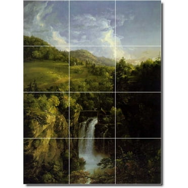 Ceramic Tile Mural-Thomas Cole Country Painting 342. 12.75" w x 17" h using (12) 4.25 x 4.25 ceramic tiles