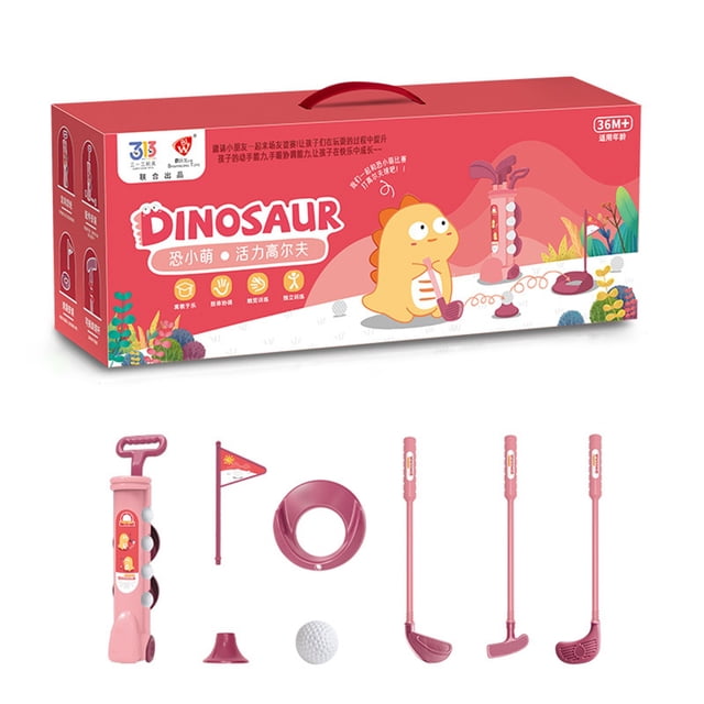 Pink Compact Golf Play Set For Kids, Includes 3 Clubs And 4 Balls, Ideal For Park Or Backyard Fun And Skill Development
