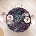 thumbnail image 4 of Ambesonne Floral Fitted Round Tablecloth, Tropical Forest Leaves Retro, 40"- 44" Diameter, Quartz Turquoise and Black, 4 of 5