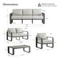 thumbnail image 6 of ReNest 5-Piece Patio Conversation Set, Aluminum Wood-Grain Outdoor Furniture with Sofa & Loveseat, 6.3" Thick Olefin Cushions, 6 of 7