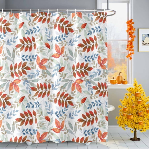 Shower Curtains for Bathroom-36"x72", Fall Leaves Maple Leaf Waterproof Bath Curtain Grommet Shower Curtain Set with Hooks