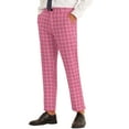 thumbnail image 4 of INSPIRE CHIC Plaid Pants for Men's Flat Front Colorful Printed Dress Trousers Pink 38, 4 of 4