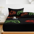 thumbnail image 6 of Twin XL Size Fitted Sheet Set - Game Controller 2 Piece Bedding Sets 16" Deep Pocket Fitted Sheet with 1 Pillowcases, Modern Art Gaming Handheld Black Brushed Microfiber Hotel Luxury Bed Sheets, 6 of 9