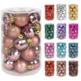 thumbnail image 2 of 12/24/34 piezas de bolas navideñas de oro rosa para decoración de jardín, hogar, árbol de Navidad, adornos colgantes, decoración navideña, Año Nuevo, Navidad, 2 of 5