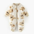 thumbnail image 2 of WRKEKC Infant Fleece Romper Bear Print Zipper Front Thickened Warm Snug Comfortable Fitting Fall Winter Jumpsuit for Boys and Girls 0 Months-3 Years, 2 of 9