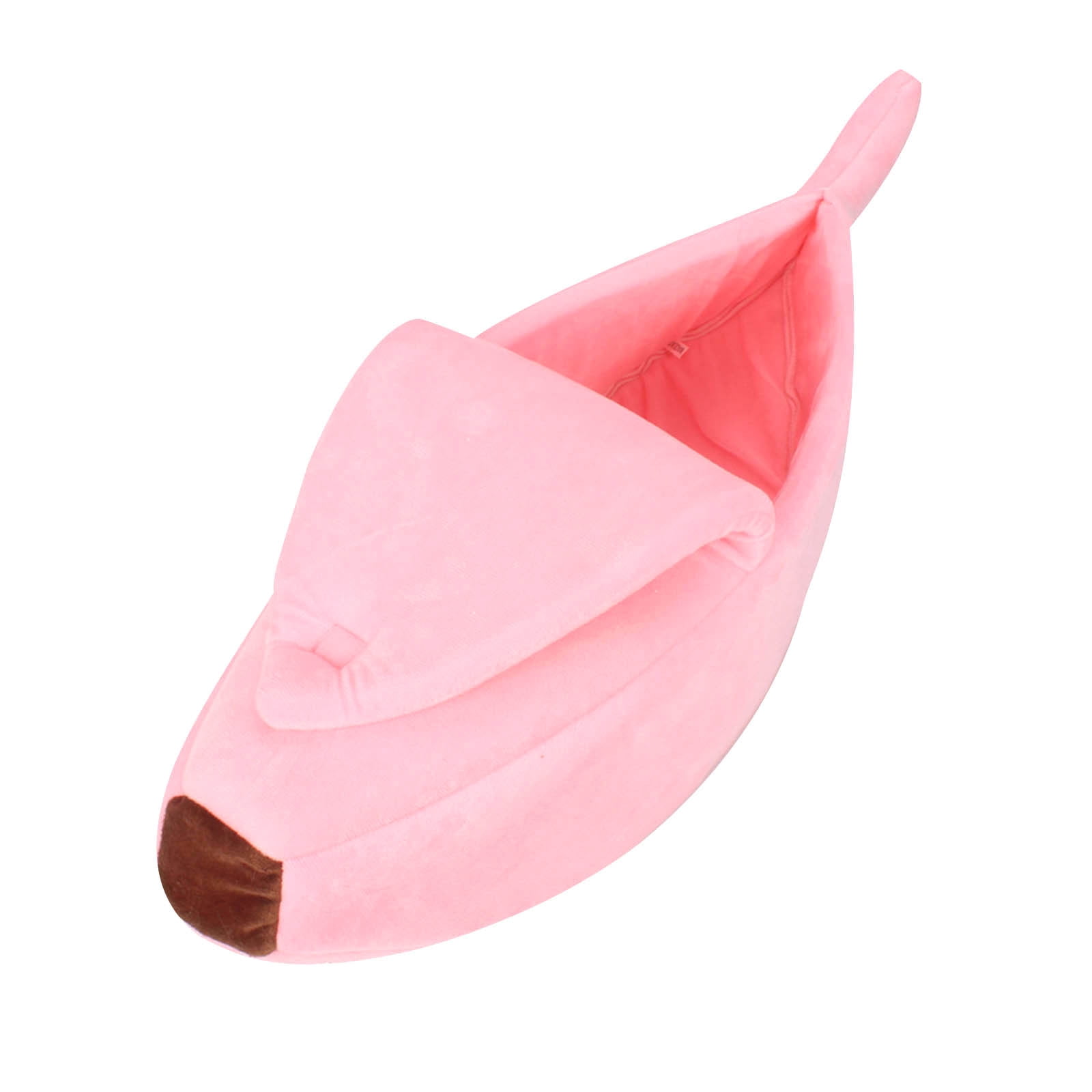 PureCasa Banana Shaped Soft Dog Cat Bed for Fall Winter, Short Plush Enclose Fluffy Pet Bed Kennel Cushion, Sleeping Pad for Small Cats Dogs, Modern Decor, Oval, 1 Pack, XL 35"x12"x8", Pink