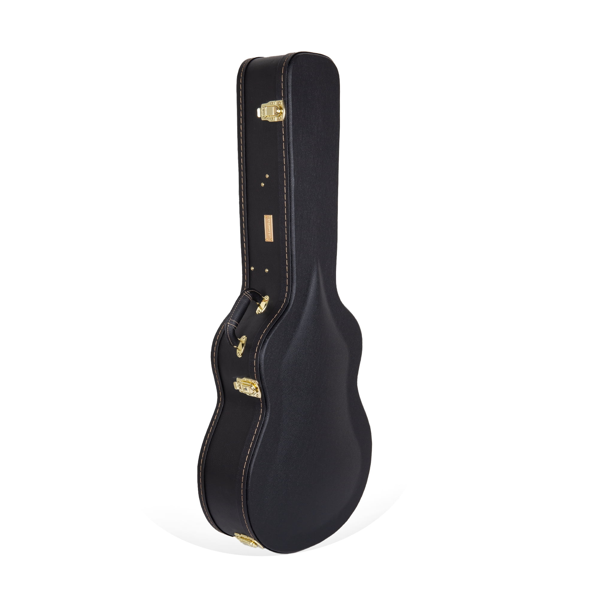 Crossrock Hard-Shell Wooden Case-Fits 12-Frets 000/OM Classical Nylon String Acoustic Guitars-Stainless Steel Latches, Sponge Lining, Metal Feet, Storage Space-Black (CRW620-00012BK)