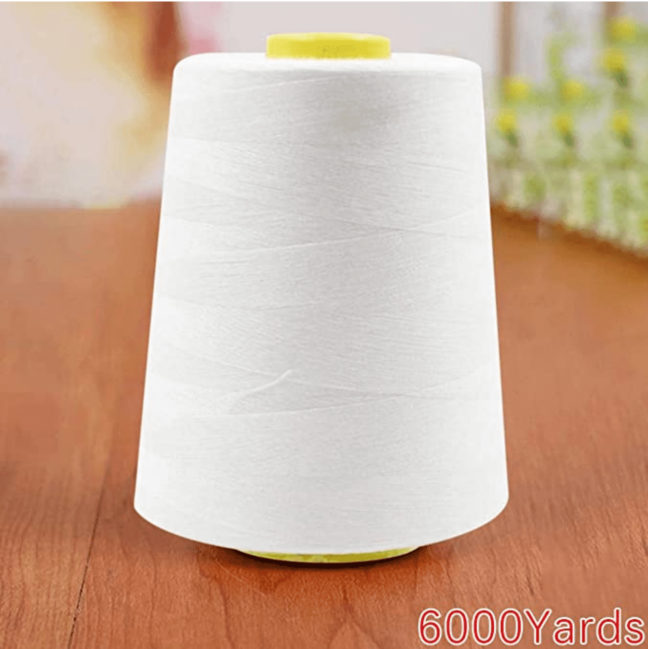 6000 Yard Spool WHITE Sewing Thread All Purpose 100% Spun Polyester