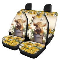Binienty Cute Highland Cow Car Accessories Auto Seat Cover for Men Women, Car Seat Protector Blanket Full Set of 4 Pack, Universe All Seasons Use Fit for Car, Truck or SUVs
