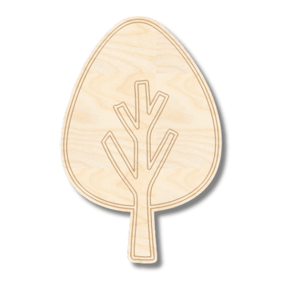 Unfinished Wood Etched Farm Tree Shape | Paint By Line Crafts 5" / 1/4"