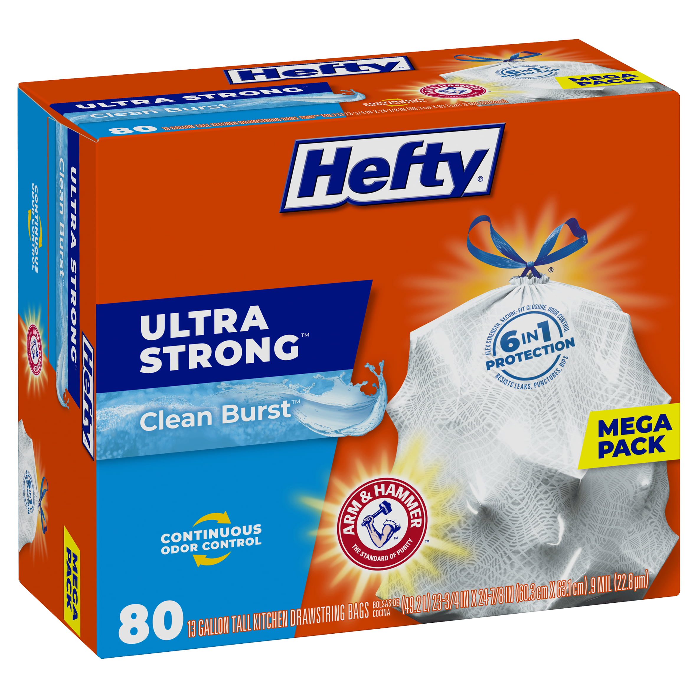 120 Unscented Details about   Hefty Ultra Strong Tall Kitchen Trash Bags White 13 Gallon 