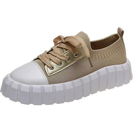 INPETS Women s Fashion Low Top Sneakers Casual Lace Up Canvas Shoes Slip-On Flats Play Sneakers Lightweight