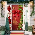 thumbnail image 3 of Christmas Door Cover Decoration Ball Wreath Pattern Background Front Hanging Door Covers for Home Holiday Christmas Decorations 70.87×35.43Inch Multicolor, 3 of 5