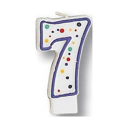 Party Central Polka Dot Numeral 7 Birthday Party Candles - 3" - White and Purple - Pack of 6