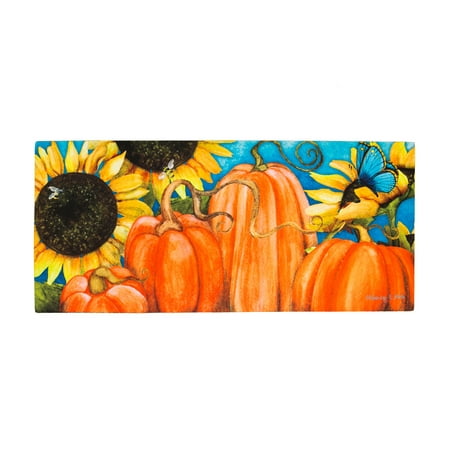 10 Inch Pumpkin - Evergreen Pumpkin Decorative Mat Insert, 10 x 22 inches