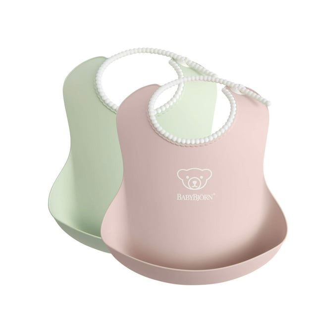 BABYBJÖRN Bavoir pour Bébé, Lot de 2, Vert Poudre/rose