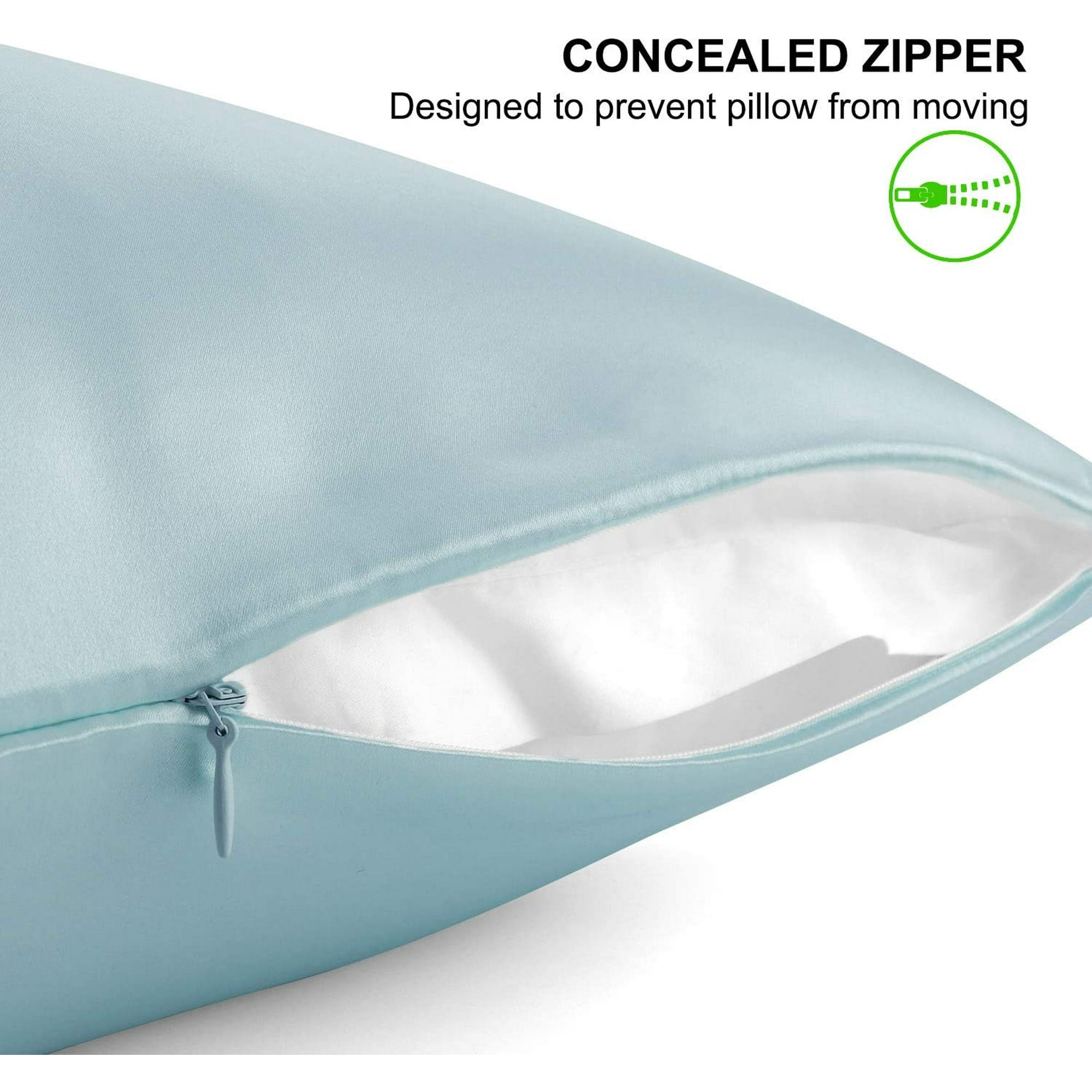 HTOOQ Silk Pillowcase Hypoallergenic for Acne Prone Skin Best 100 Percent Mulberry Silk Real Standard Pillow Case 1 Pack Eggshell Blue Walmart