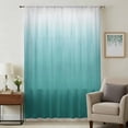 thumbnail image 2 of Teal Green Ombre Semi Sheer Curtains Drapes for Living Room, Bedroom, French Doors Window 63 Inches Long, Contemporary Gradient Abstract Art Rod Pocket Chiffon Curtain Drapery Voile Draperies Panel, 2 of 8