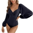 thumbnail image 2 of Lilgiuy Women Trendy V-neck Pullover All-in-one Tight Charming Color One-Piece for Party Birthday Club, 2 of 5