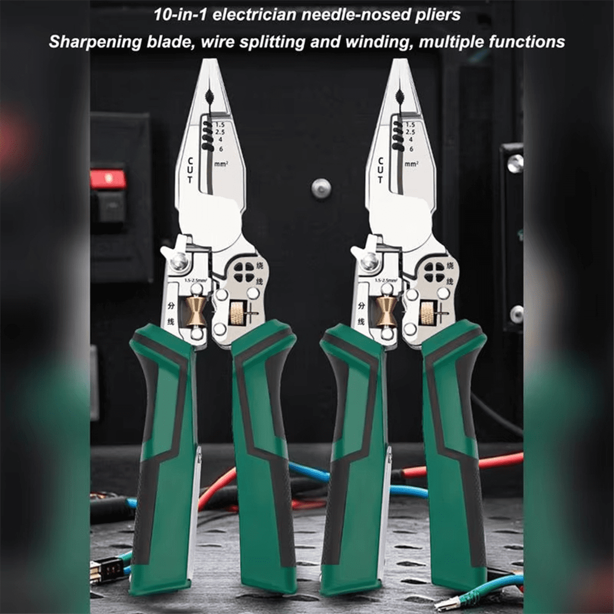 Wire Cutter Tool 10 in 1 Electrical Cable Stripper Plier Voltage Tester Scissors with Electricity Measurement Function