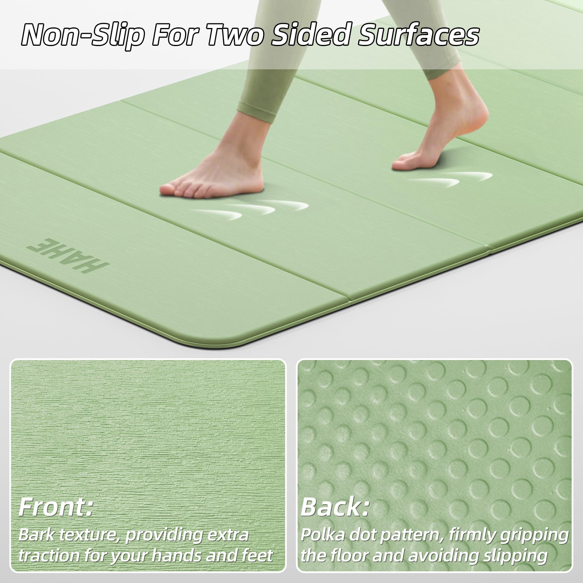 Foldable Yoga Mat 74"lx32"wx1/3"thick Folding Exercise Non-slip Wide Pilates Mats For Home Workout/travel  Portable Thick Yoga/pilates/camping/floor Exercises