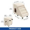 thumbnail image 3 of Uforic Cat Dog Step Stair, 3-Step Pet Stairs with Storage Boxes, 17" Folding Dog Ramp Ladder for Small Medium Dogs/Cats - Beige, 3 of 9