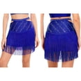 thumbnail image 6 of Aislor Women's Rhinestone Shiny Latin Dance Fringe Hem Salsa Tango Ballroom Performance Skirt Blue XL, 6 of 7