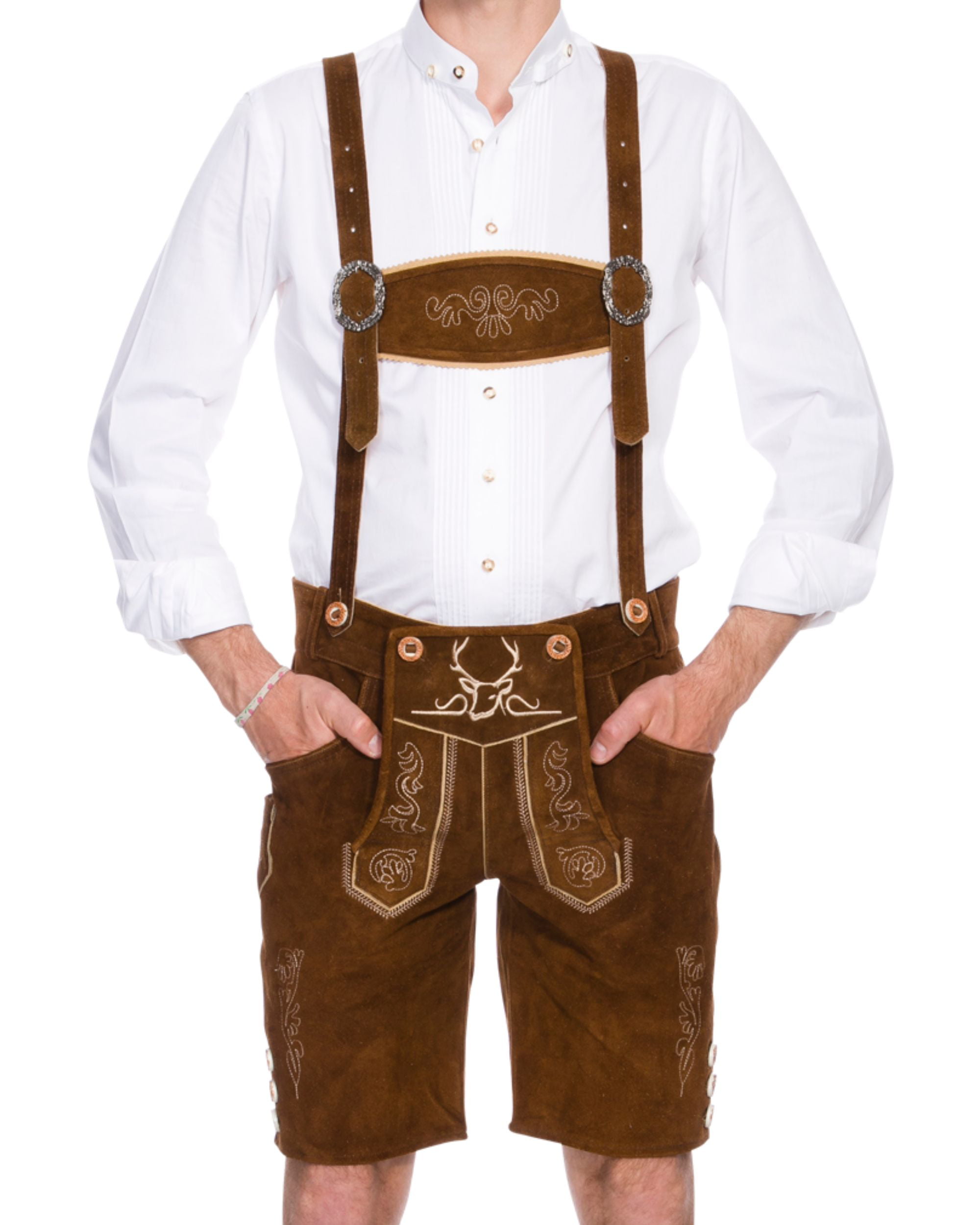 Authentic German Bavarian Oktoberfest Trachten Men Wear Short Lederhosen outfit 