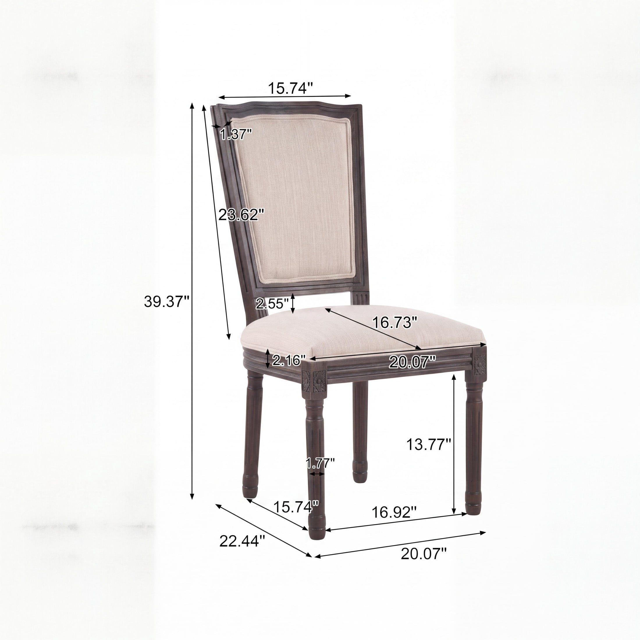 Christopher Knight Home Set of 2 French Country Upholstered Dining Chairs, Rubberwood Frame, Beige