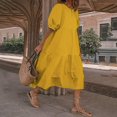thumbnail image 2 of Robes Noires pour Femmes Mode Femmes Ample Couleur Unie Col Rond Manches Bouffantes Robe Décontractée Manches Courtes, 2 of 6