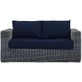thumbnail image 4 of Modern Contemporary Urban Design Outdoor Patio Balcony Loveseat Sofa, Navy Blue, Rattan, 4 of 5