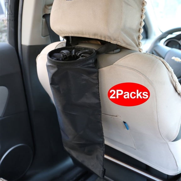 Gustave 2 Packs Car Trash Bags Vehicle Seat Back Litter Trash Bag Garbage Can Headrest Hanging Storage Holder Eco-Friendly