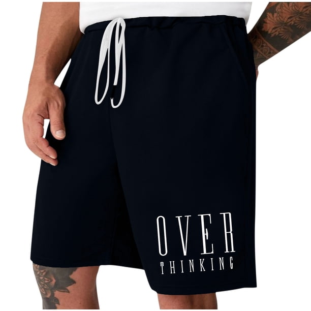 Mens Casual Shorts Lace-Up Elástico Cintura Bolsillo Ejercicio Fitness Hogar Pantalones de Media Longitud para Diario