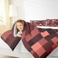 thumbnail image 4 of jejeloiu Pixelated Miners Game Full Size Comforter Sets,Pink Brown Geometric Checkered Bedding Comforter Set,Teens Video Games Bedding Sets For Boys Kids,Super Cozy Room Decor Reversible,3 Pieces, 4 of 8