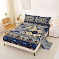 thumbnail image 2 of jejeloiu Vintage Aztec Geometric Bed Sheets,Nautical Tribal Full Size Sheets For Boys,Blue Gray,4 Pieces,1 Flat Sheet, 1 Fitted Sheet and 2 Pillowcases, 2 of 6