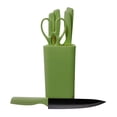 thumbnail image 1 of JUEGO DE 7 CUCHILLOS DE ACERO INOXIDABLE CON MANGO Y BLOQUE VERDE 39791, 1 of 3